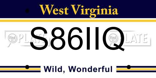 S86IIQ West Virginia License Plate