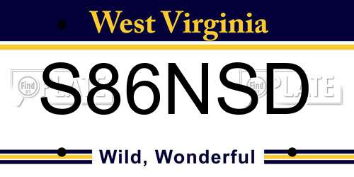 S86NSD West Virginia License Plate