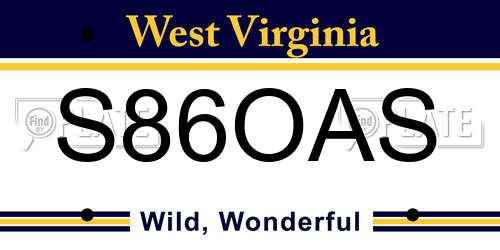 S86OAS West Virginia License Plate