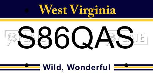 S86QAS West Virginia License Plate