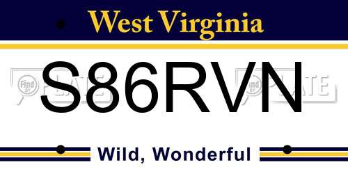 S86RVN West Virginia License Plate