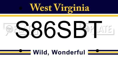 S86SBT West Virginia License Plate