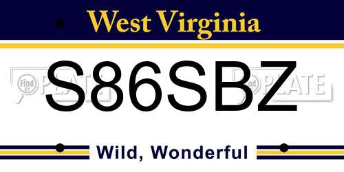 S86SBZ West Virginia License Plate