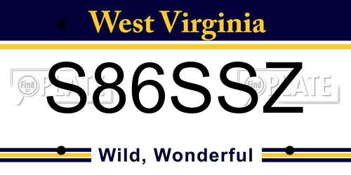 S86SSZ West Virginia License Plate