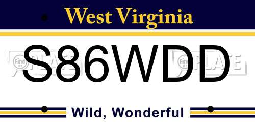 S86WDD West Virginia License Plate