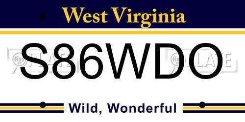 S86WDO West Virginia License Plate