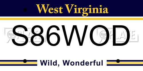 S86WOD West Virginia License Plate