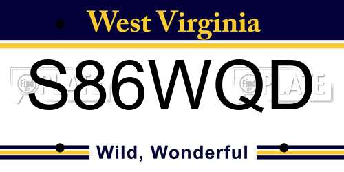S86WQD West Virginia License Plate