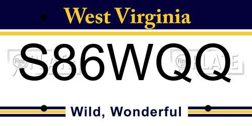 S86WQQ West Virginia License Plate