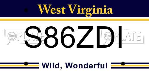 S86ZDI West Virginia License Plate
