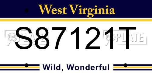 S87121T West Virginia License Plate