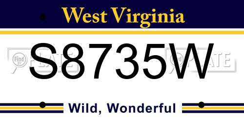 S8735W West Virginia License Plate