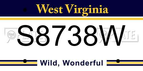 S8738W West Virginia License Plate