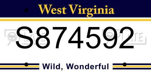 S874592 West Virginia License Plate