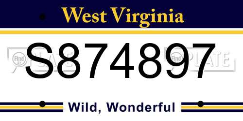 S874897 West Virginia License Plate