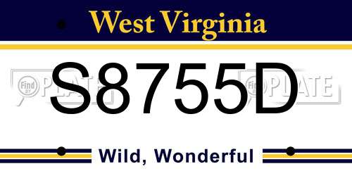 S8755D West Virginia License Plate