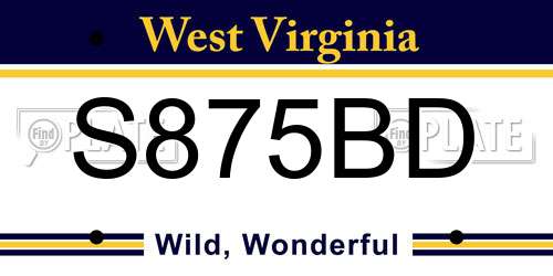 S875BD West Virginia License Plate