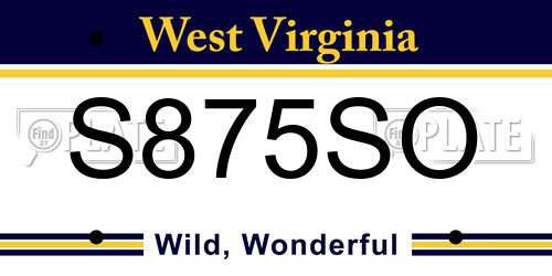 S875SO West Virginia License Plate
