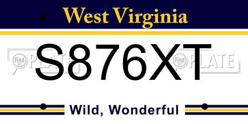 S876XT West Virginia License Plate