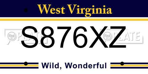 S876XZ West Virginia License Plate