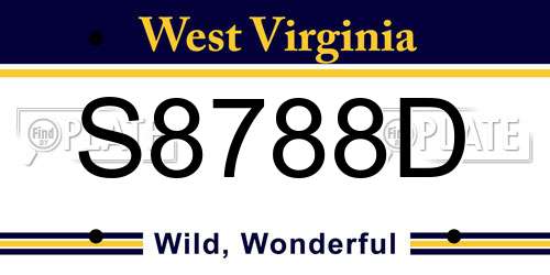 S8788D West Virginia License Plate
