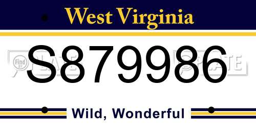 S879986 West Virginia License Plate