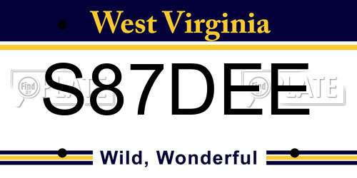 S87DEE West Virginia License Plate