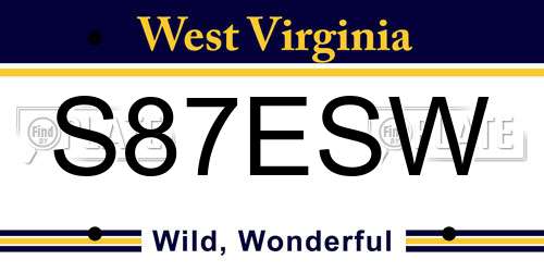 S87ESW West Virginia License Plate