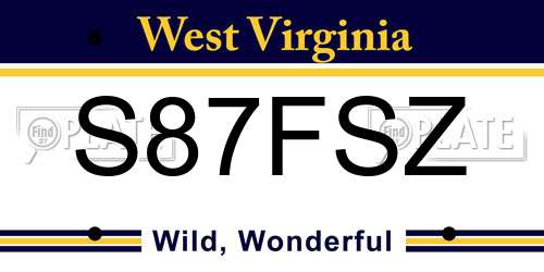 S87FSZ West Virginia License Plate