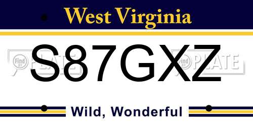 S87GXZ West Virginia License Plate