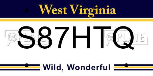 S87HTQ West Virginia License Plate