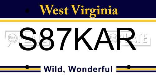 S87KAR West Virginia License Plate
