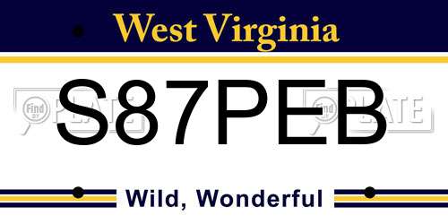 S87PEB West Virginia License Plate