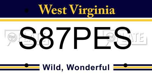 S87PES West Virginia License Plate