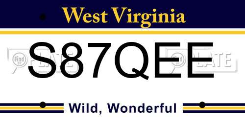 S87QEE West Virginia License Plate
