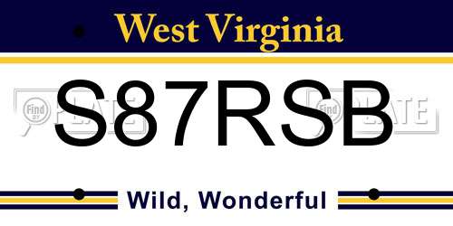 S87RSB West Virginia License Plate