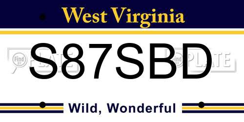 S87SBD West Virginia License Plate