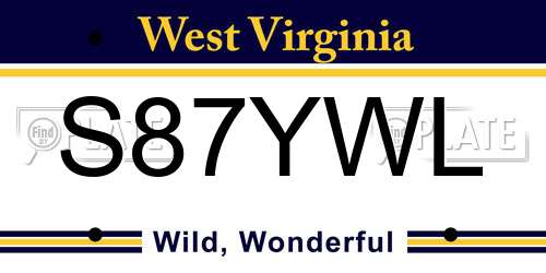 S87YWL West Virginia License Plate