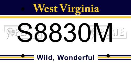 S8830M West Virginia License Plate
