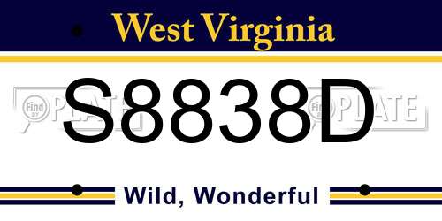 S8838D West Virginia License Plate