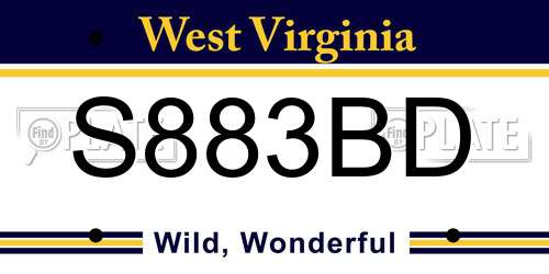 S883BD West Virginia License Plate