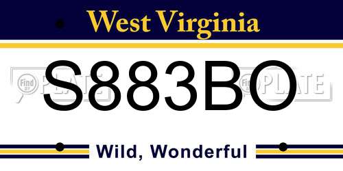 S883BO West Virginia License Plate