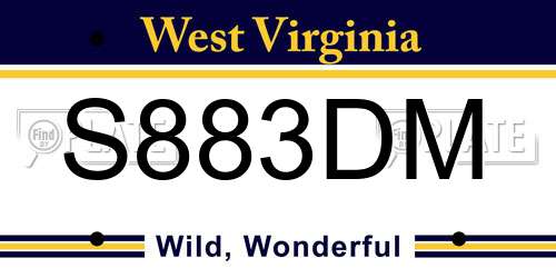 S883DM West Virginia License Plate