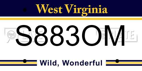S883OM West Virginia License Plate