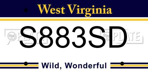 S883SD West Virginia License Plate