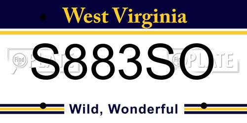 S883SO West Virginia License Plate