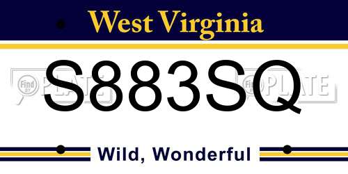 S883SQ West Virginia License Plate