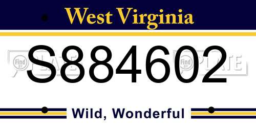 S884602 West Virginia License Plate