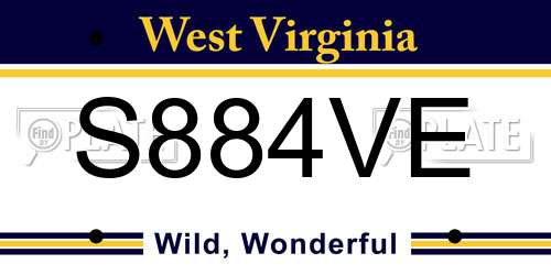 S884VE West Virginia License Plate