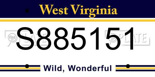 S885151 West Virginia License Plate